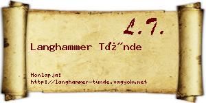 Langhammer Tünde névjegykártya